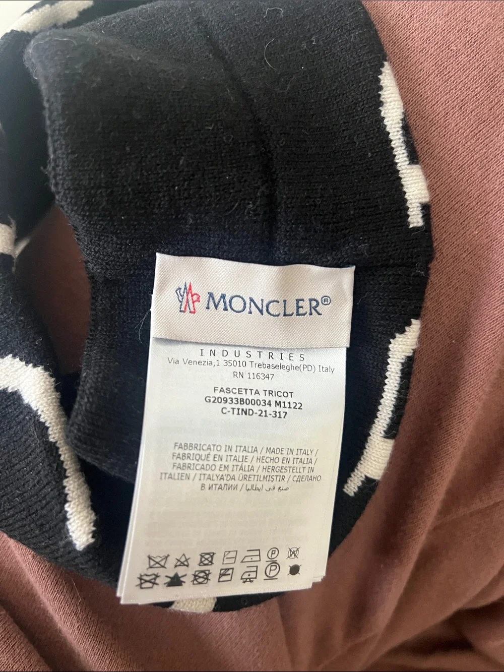 Moncler Black and White Logo Knit Headband
